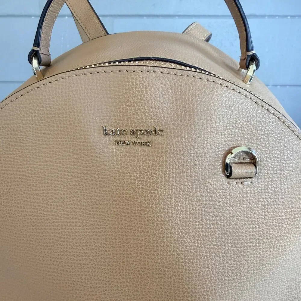 Kate Spade Sylvia Medium Backpack Blush Beige Leather Top Handle Bag